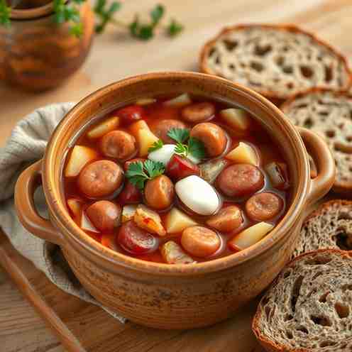 Hearty Latvian Cabbage Soup - Easy Soup & Sausage